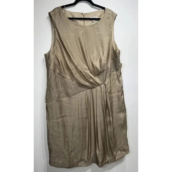 NWT $140 Coldwater Creek Beaded gold Shimmer cocktail Dress Women’s Plus Size 24 - Picture 1 of 9